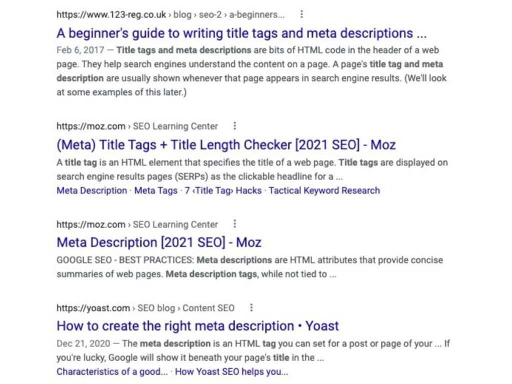 Title Tags and Meta Descriptions